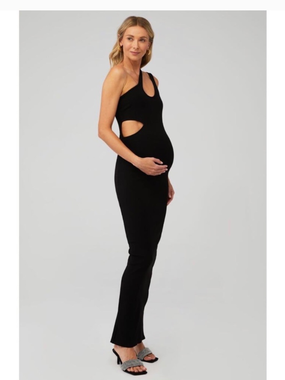 NWT Bumpsuit The Cutout Sculpting Maxi Rib Maternity Dress Black Size Small